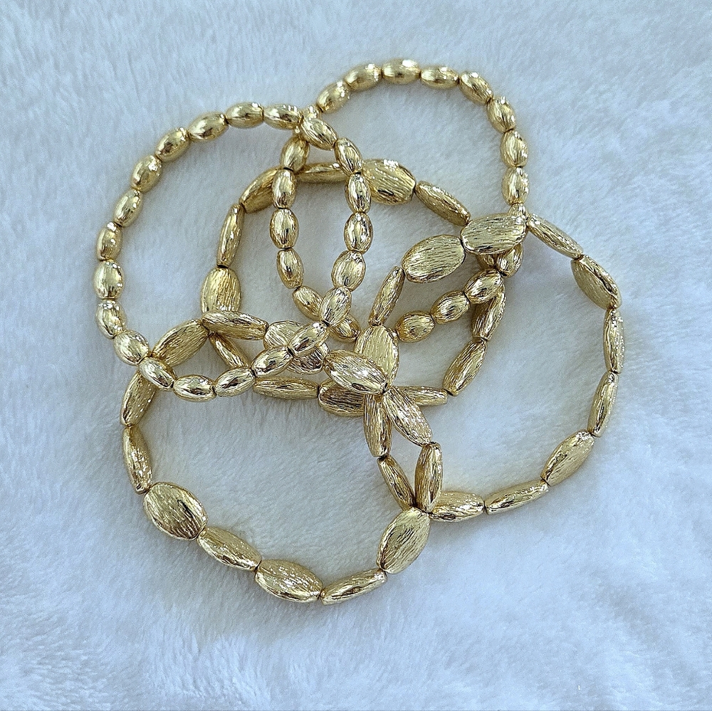 House🏠 of Harlow 1960 Set of Five🖐 Stretchy Gold💛 Bead Bracelets - NWT - Picture 12 of 16